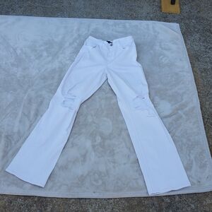 Hollister White Distressed Flare Jeans